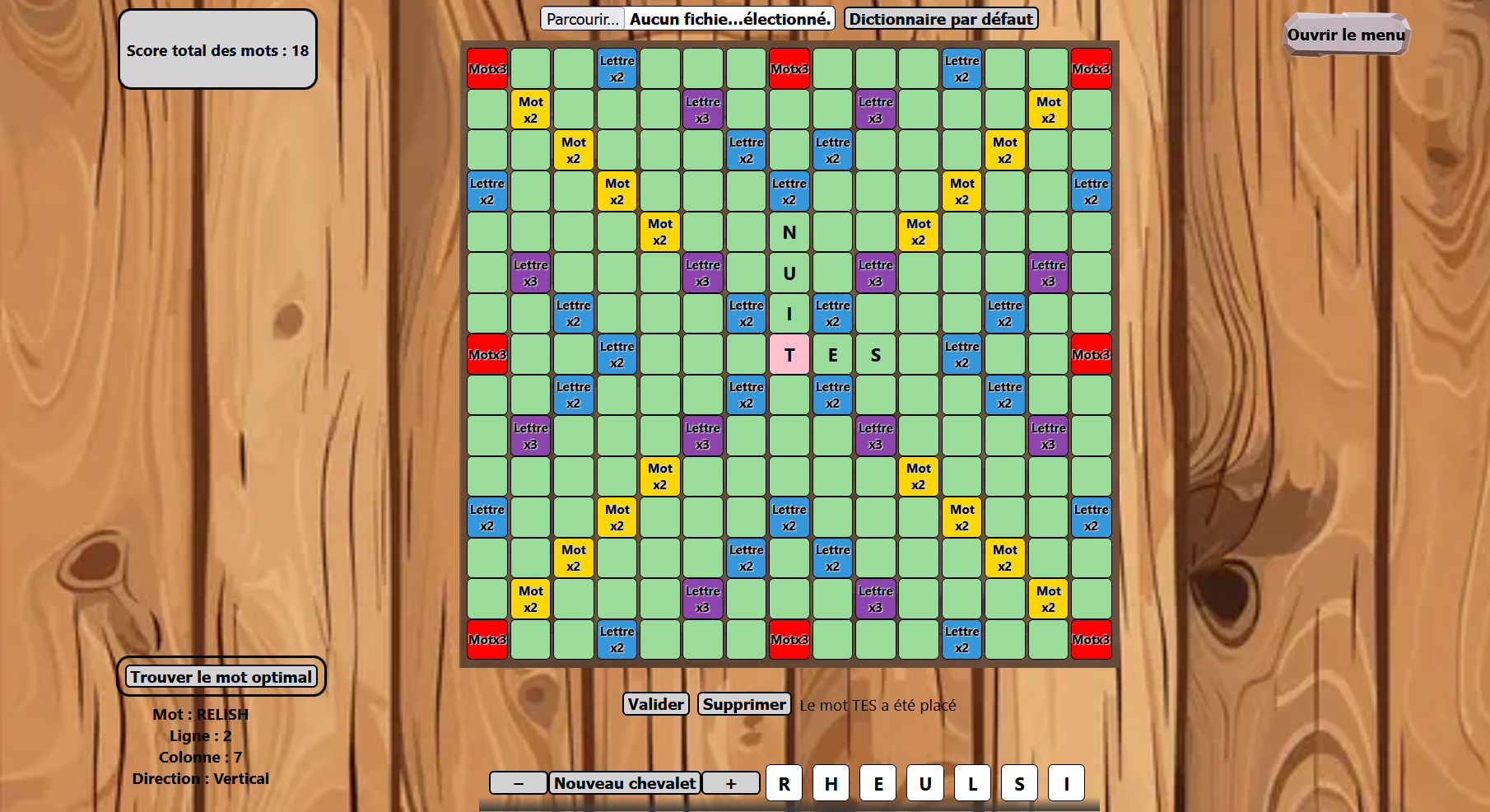 Visuel du projet Scrabble React