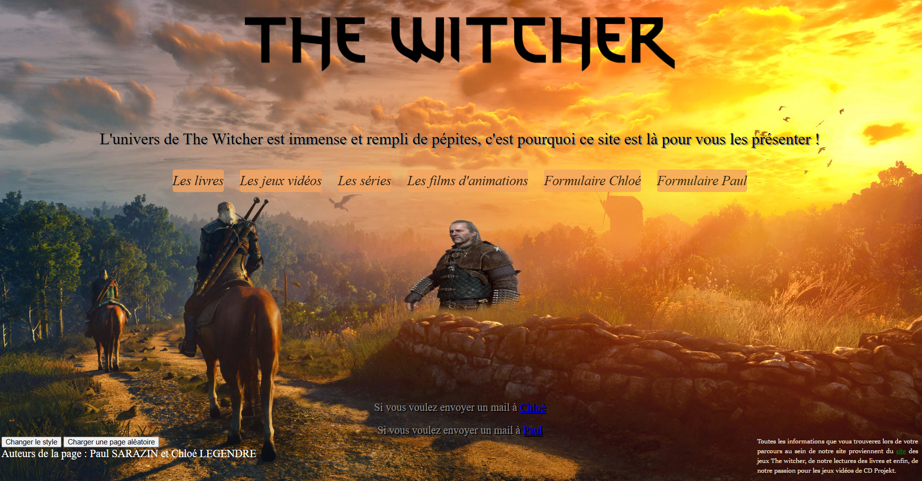 Visuel du projet Site Web The Witcher